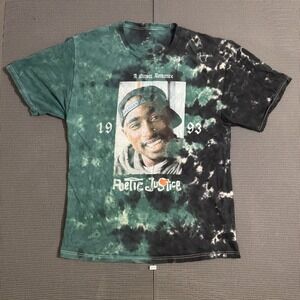 Philcos Poetic Justice Tupac Tie Dye Graphic T-Shirt Green Black Size S